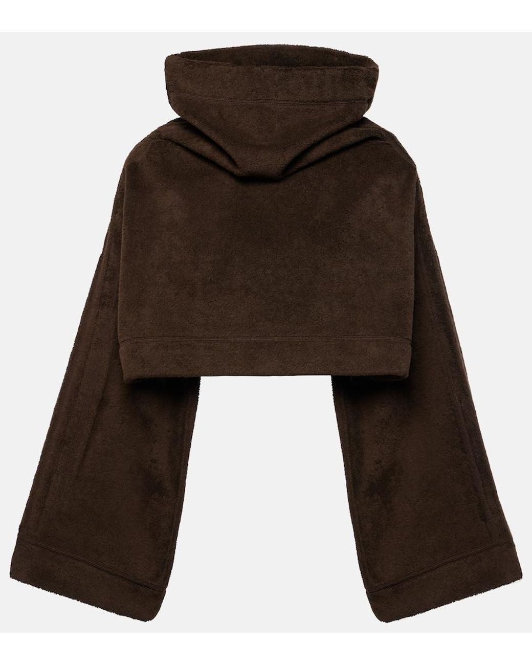 Alaïa Brown Cropped Cotton Terry Hoodie