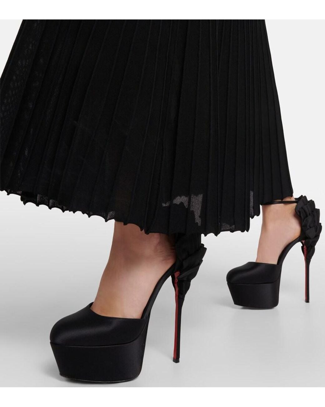 Christian Louboutin Black Maria Frou Alta Satin Platform Pumps
