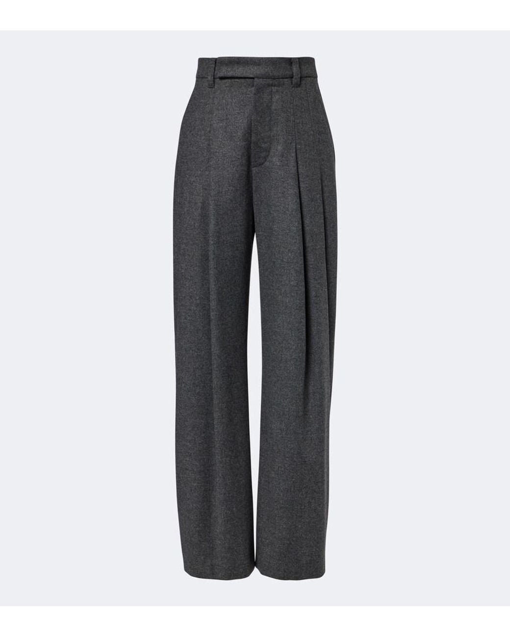 Brunello Cucinelli Gray Wool And Cashmere Wide-Leg Pants