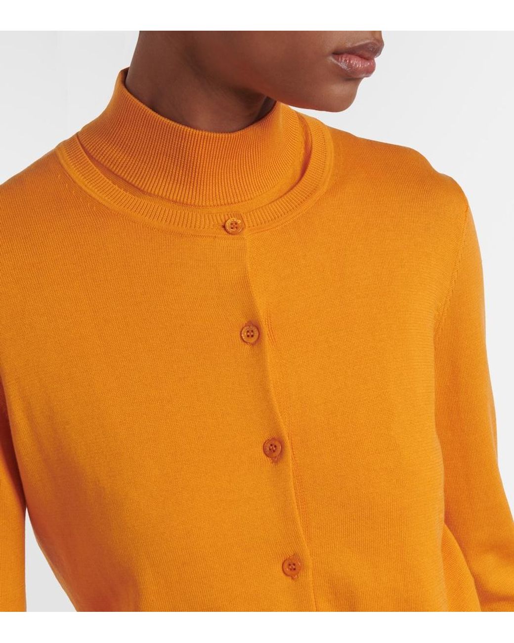 Carolina Herrera Orange Cropped Silk And Cotton Cardigan