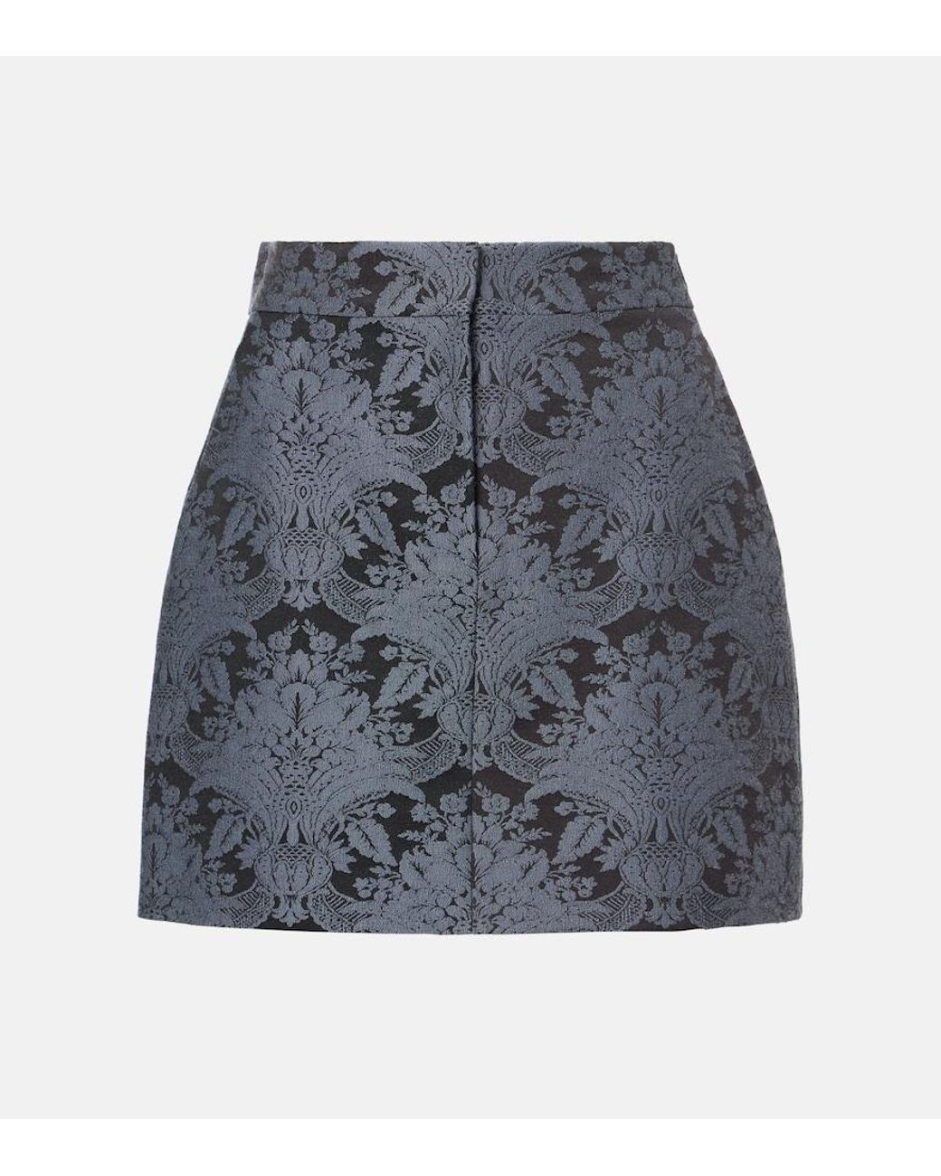 Max Mara Blue Pomezia Wool-Blend Jacquard Miniskirt