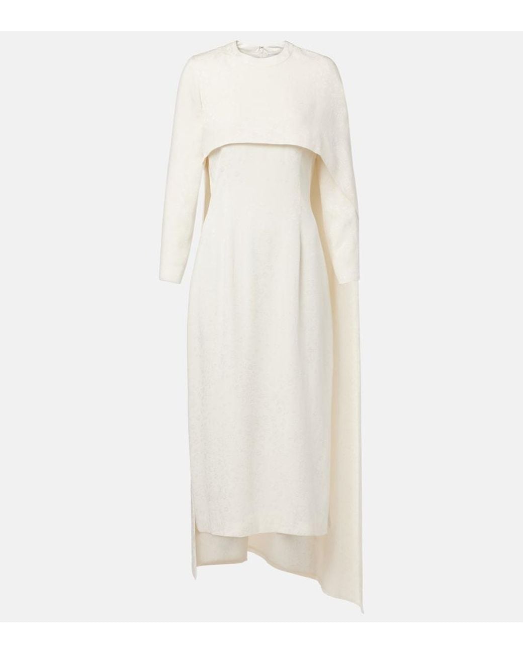 Markarian White Felice Caped Jacquard Midi Dress