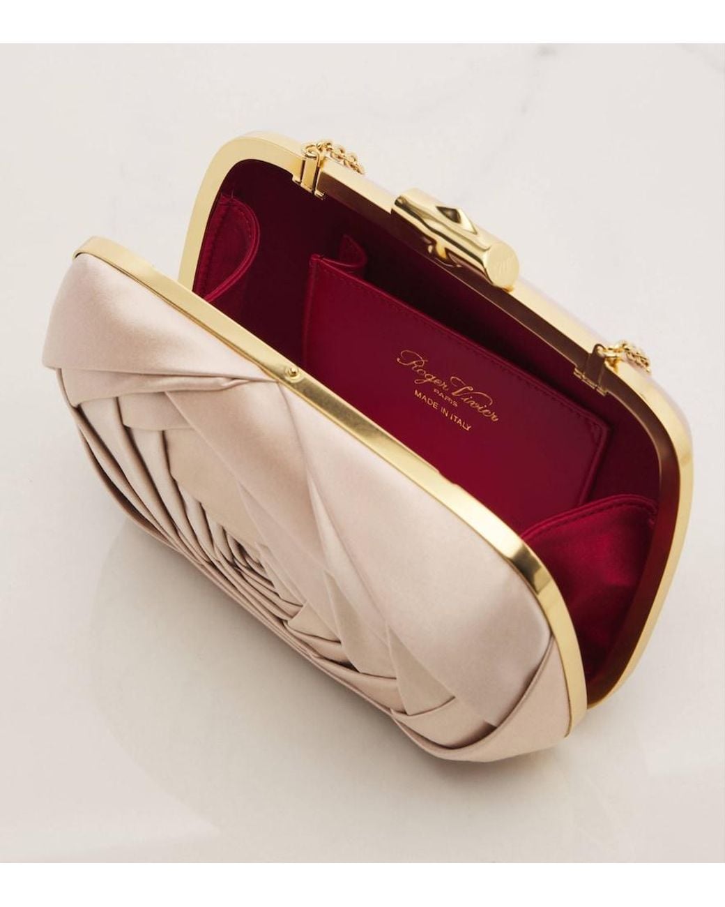 Roger Vivier Pink Rose Vivier Satin Clutch