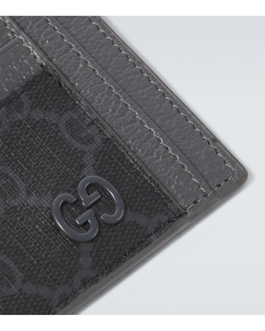 Gucci Black Gg Canvas And Leather Card Holder for men