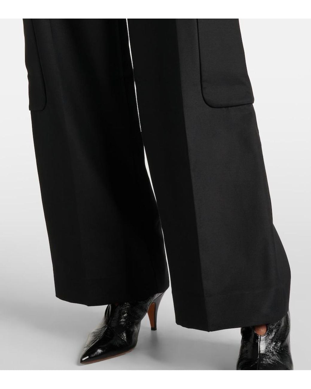 Khaite Black Caiton Straight Pants