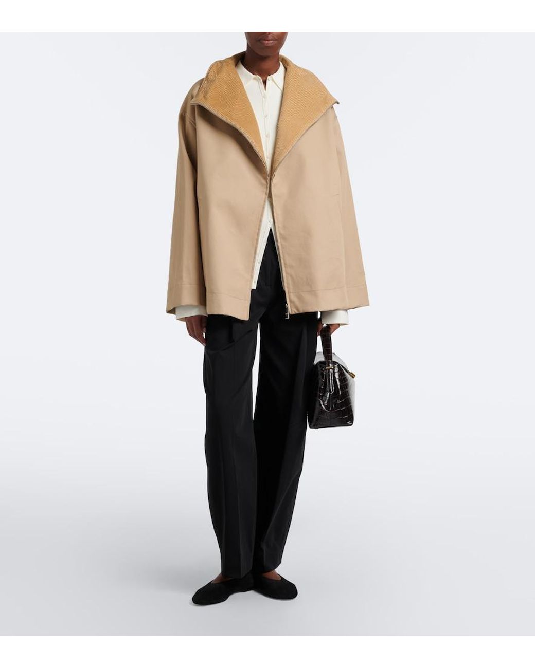 Totême Natural Oversized Corduroy-Trimmed Cotton Jacket