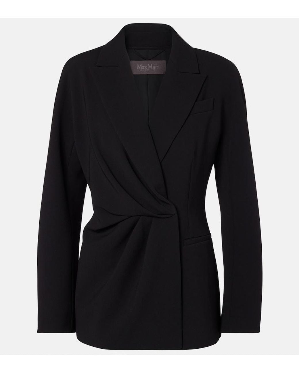 Max Mara Black Draped Cady Wrap Jacket