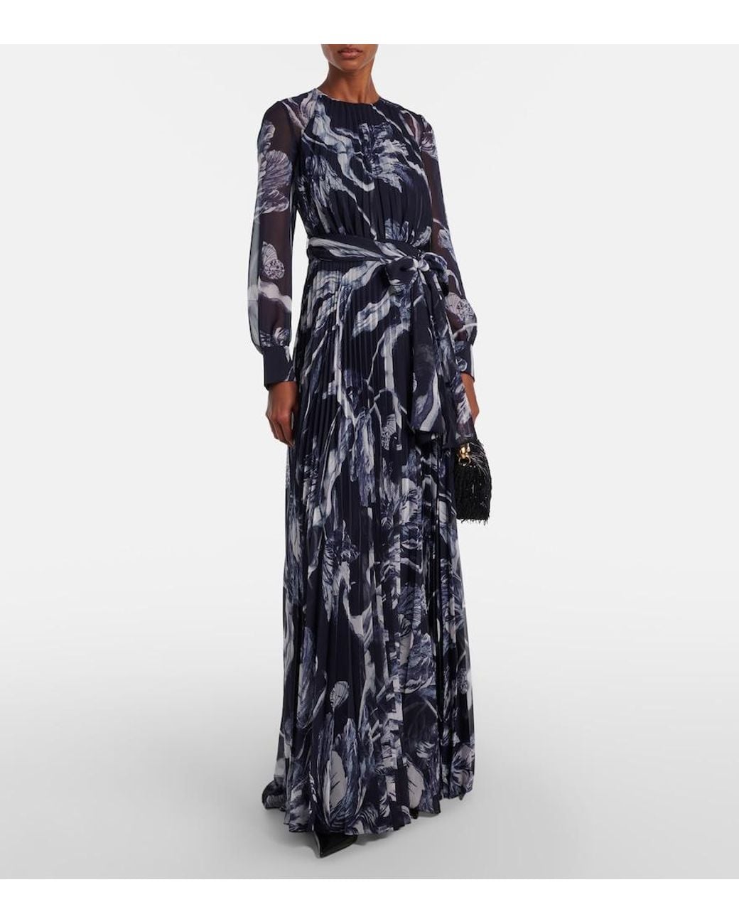 Erdem Blue Floral Voile Gown