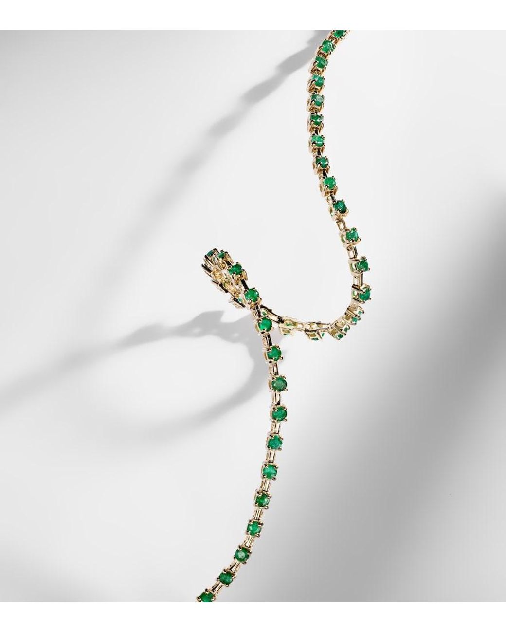 STONE AND STRAND Metallic Emerald Ace 14Kt Tennis Bracelet With Emeralds
