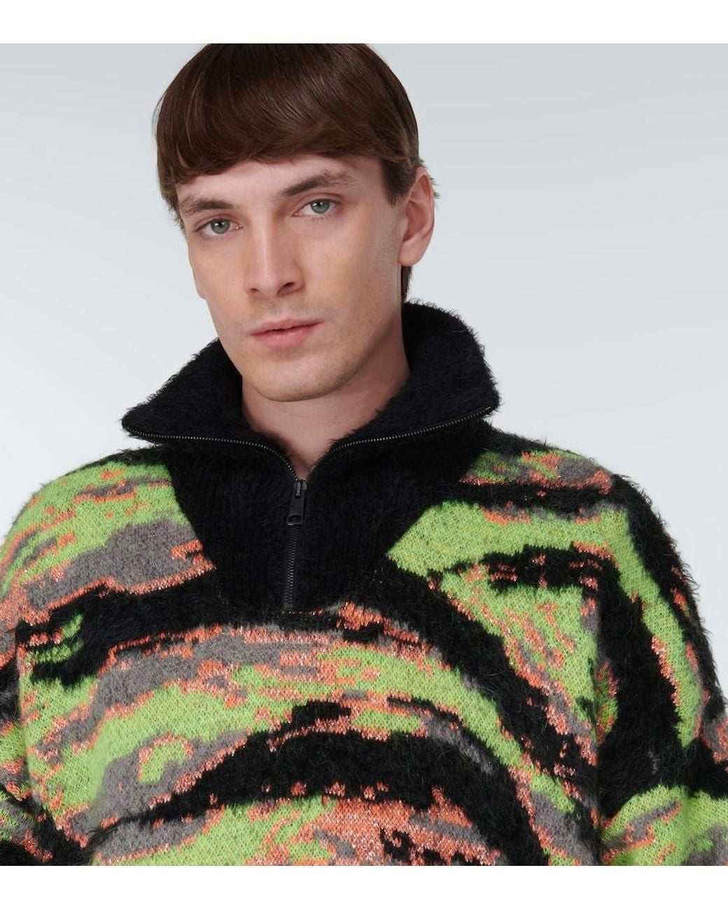 ERL Green Tiger Jacquard Sweater for men