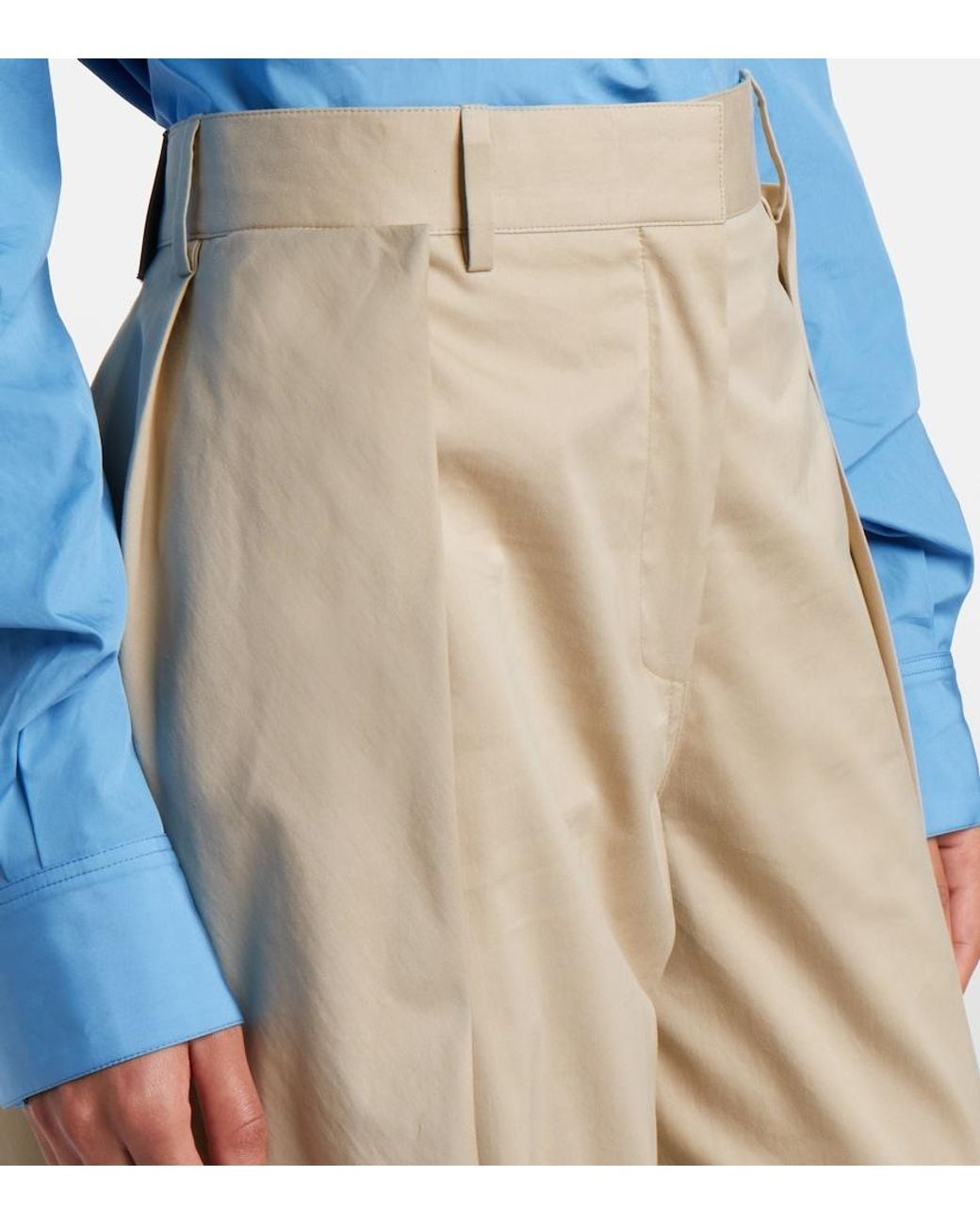 Loewe Natural Cotton And Silk Gabardine Wide-Leg Pants