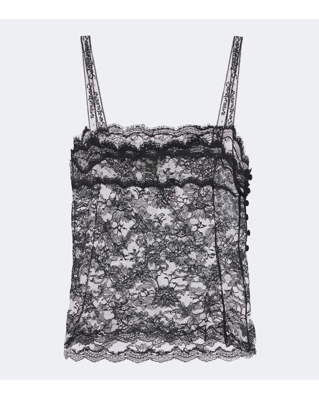 Saint Laurent Gray Lace Camisole