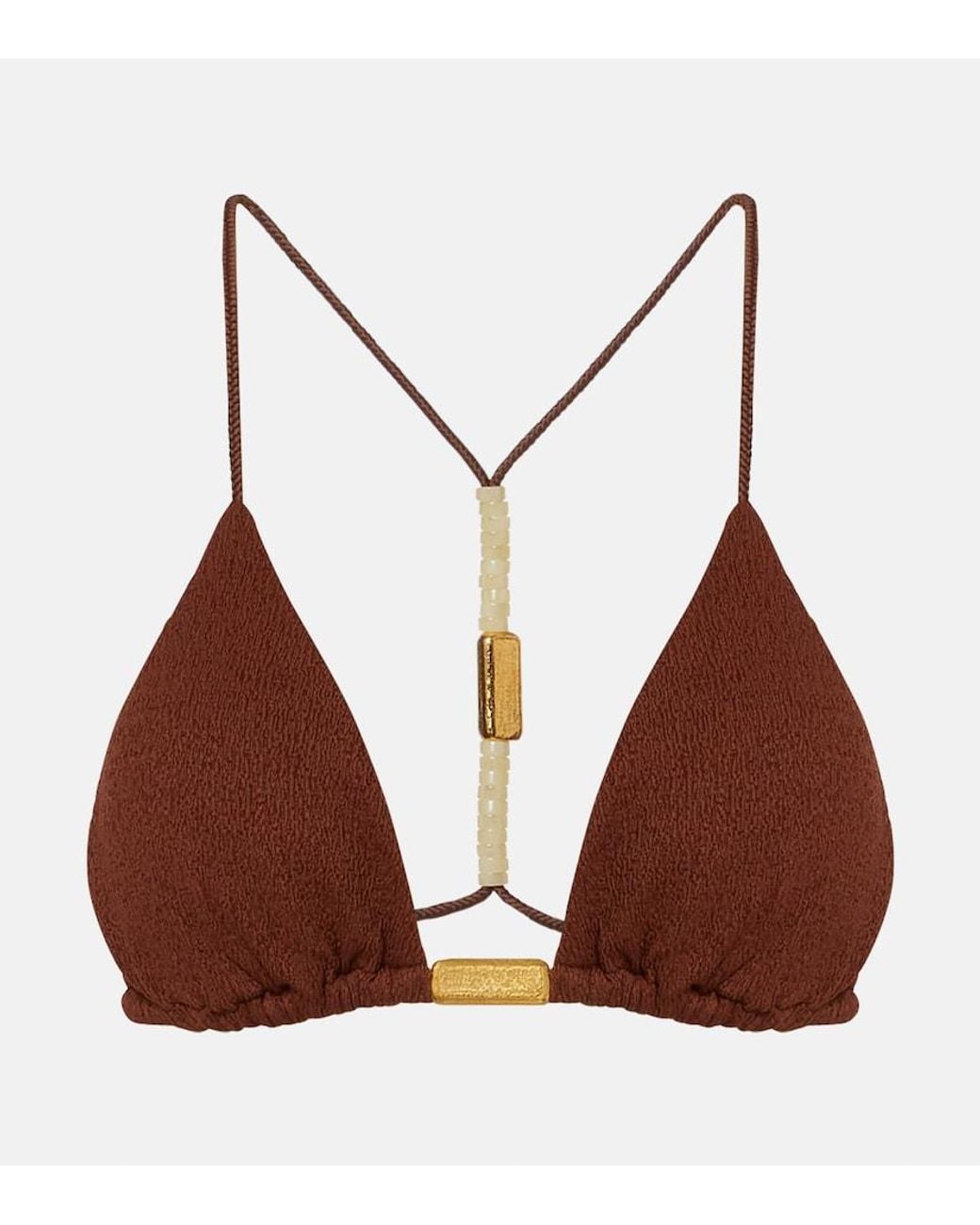 ViX Brown Harper Beaded Triangle Bikini Top