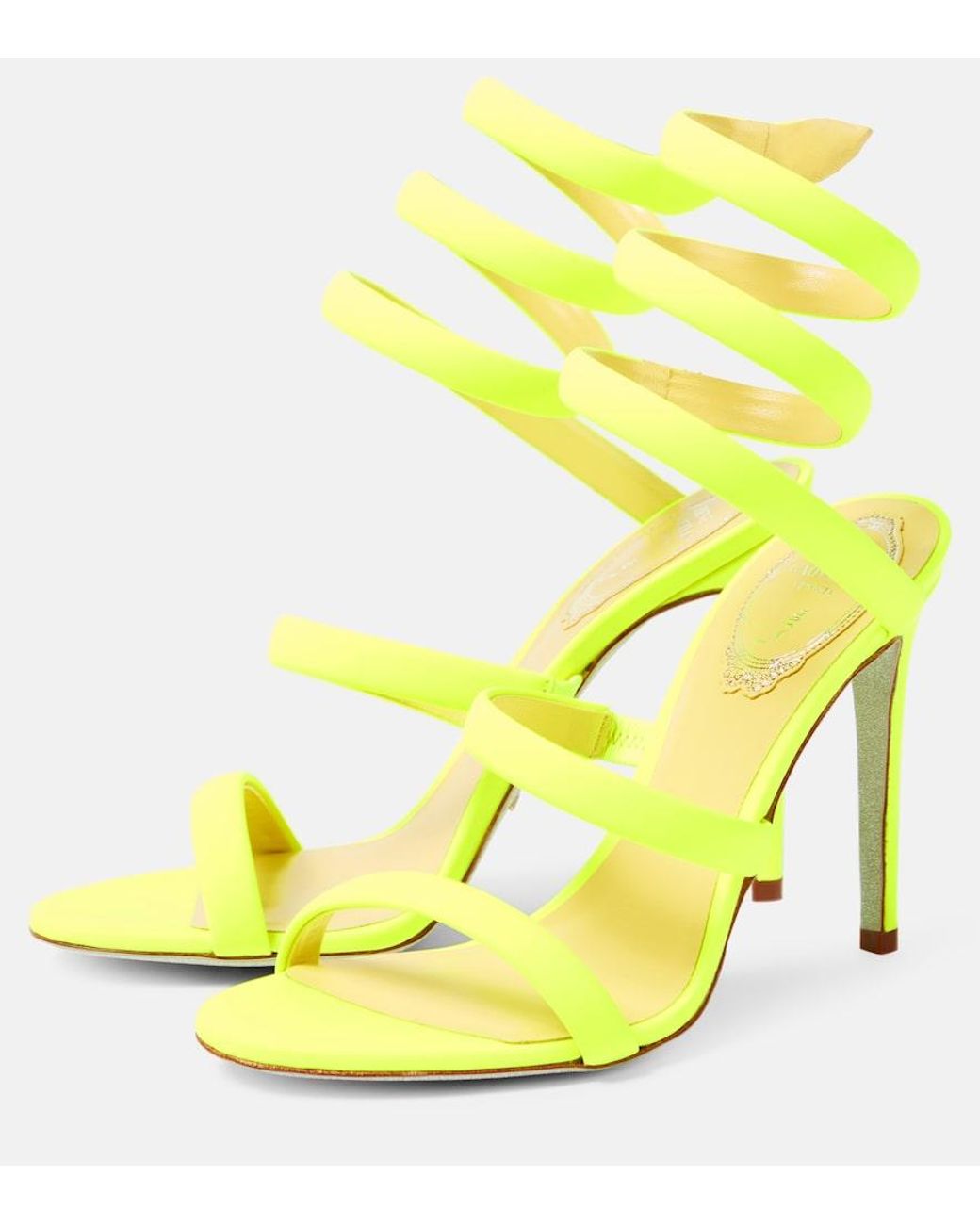 Rene Caovilla Yellow Cleo Leather Sandals