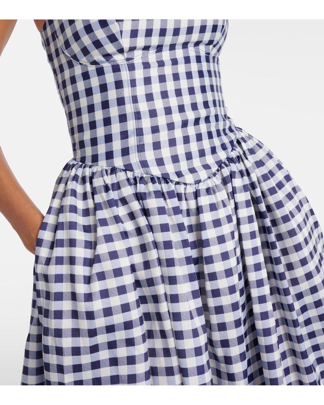 Self-Portrait Blue Gingham Midi Dress