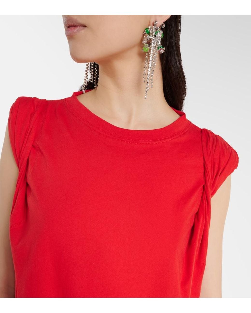 Dries Van Noten Red Cotton Midi Dress