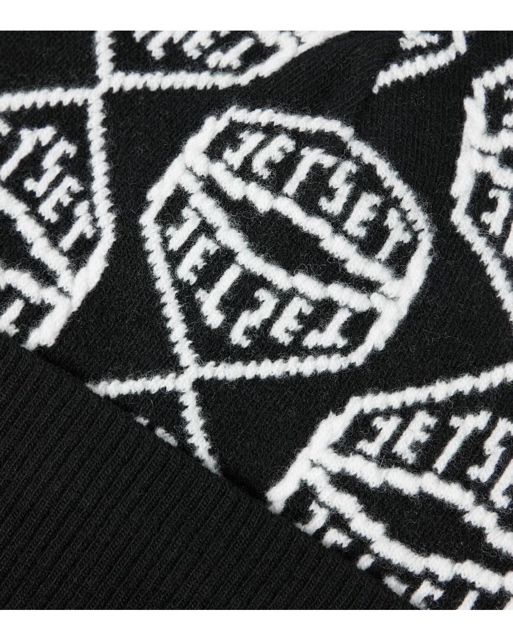 Jet Set Black Logo Wool-Blend Beanie