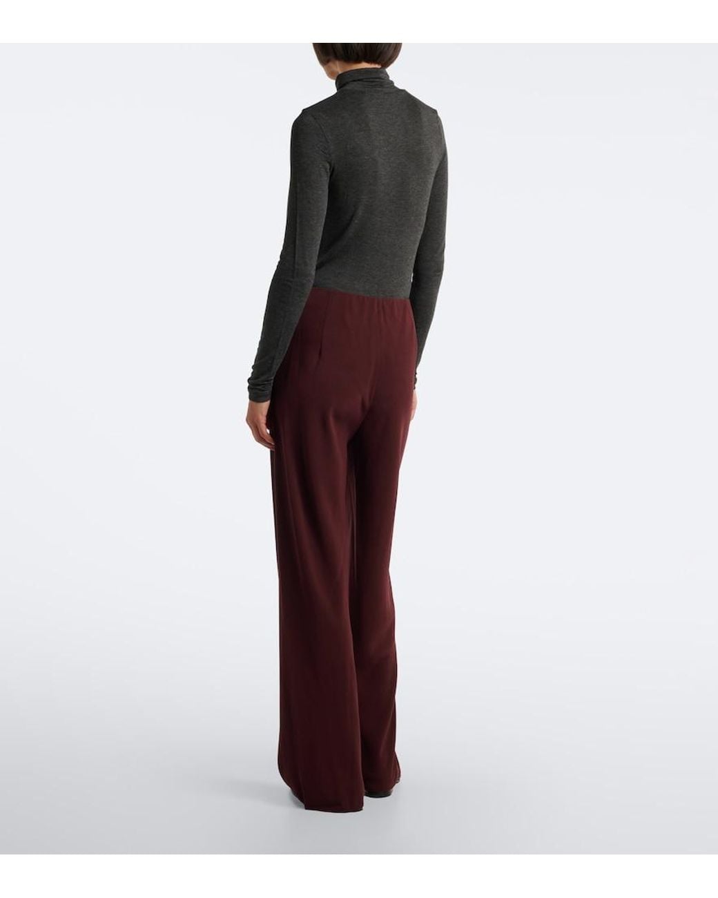 Vince Red Colette Crepe Wide-Leg Pants