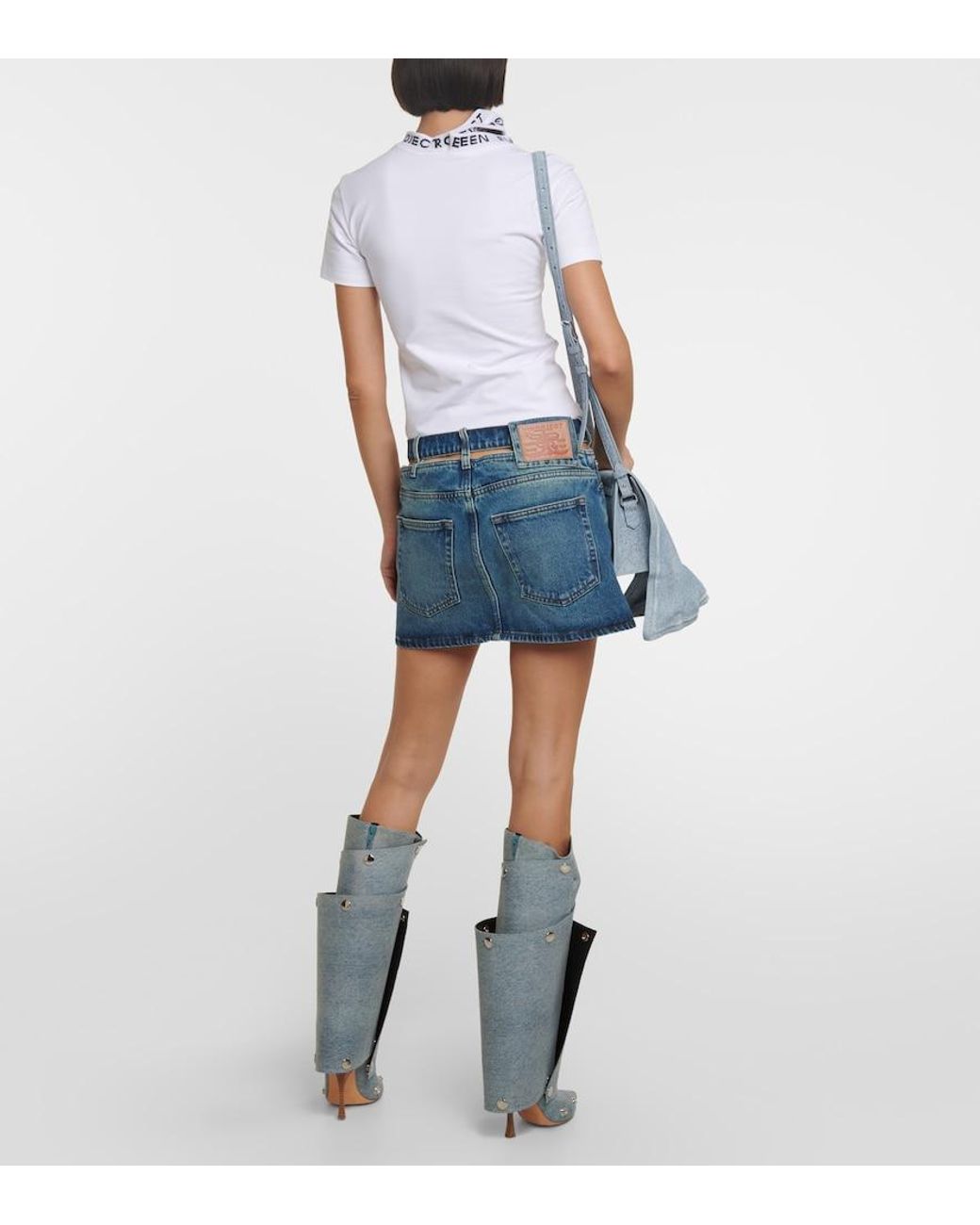 Y. Project Blue Y Belt Denim Miniskirt