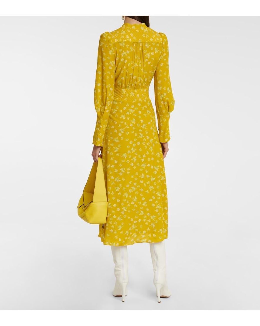 Dorothee Schumacher Yellow Eccentric Floral Silk-Blend Midi Dress