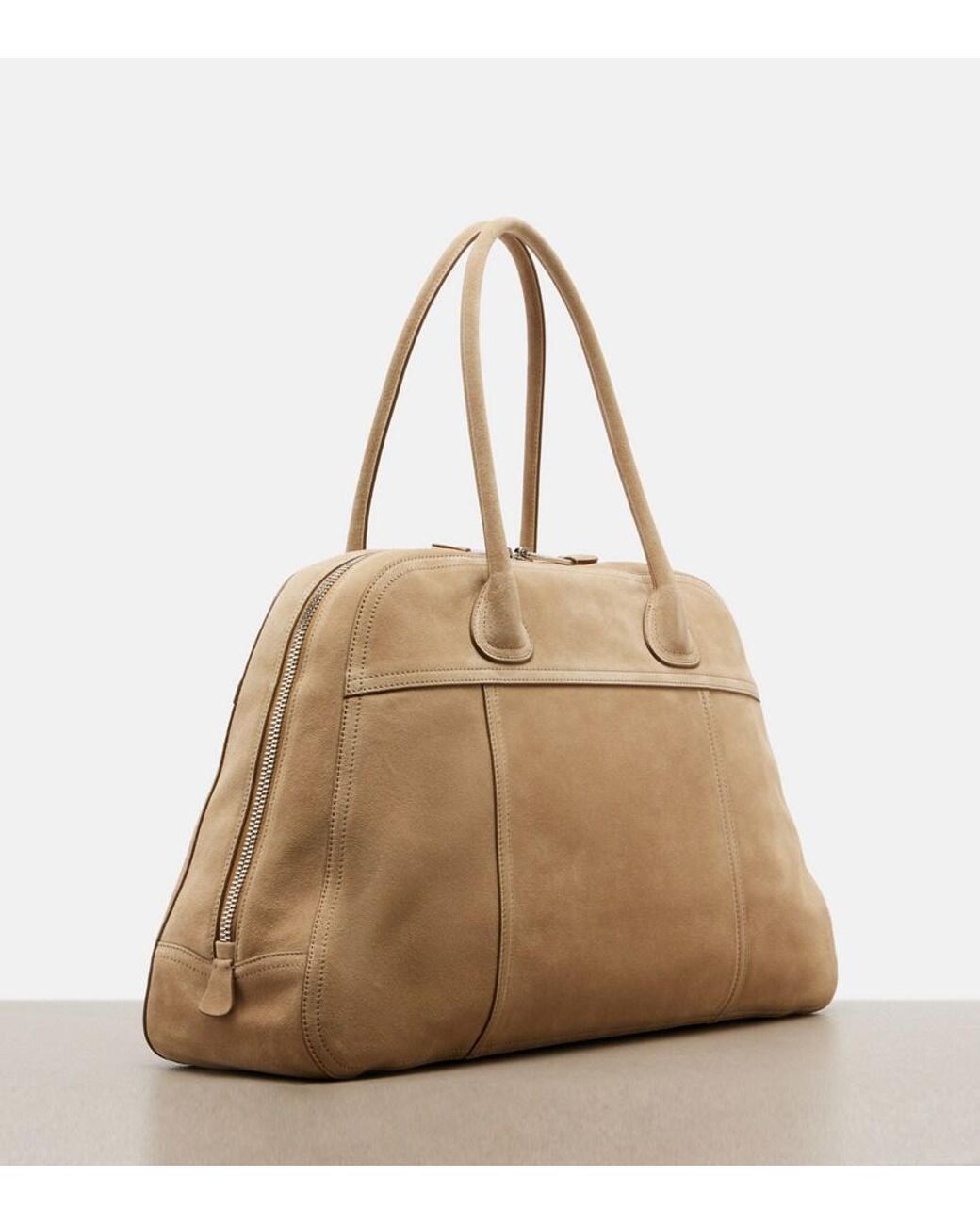 Miu Miu Natural Vivant Large Suede Bowling Bag