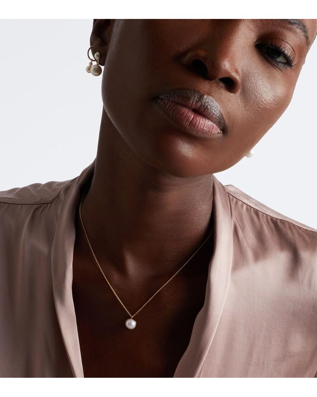 Sophie Bille Brahe White Luce Simple 14Kt Necklace With Freshwater Pearl