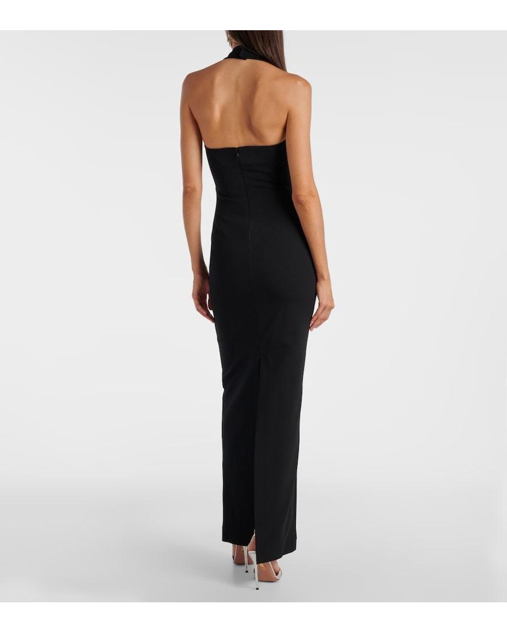 Solace London Blue Ilona Halterneck Crepe Gown