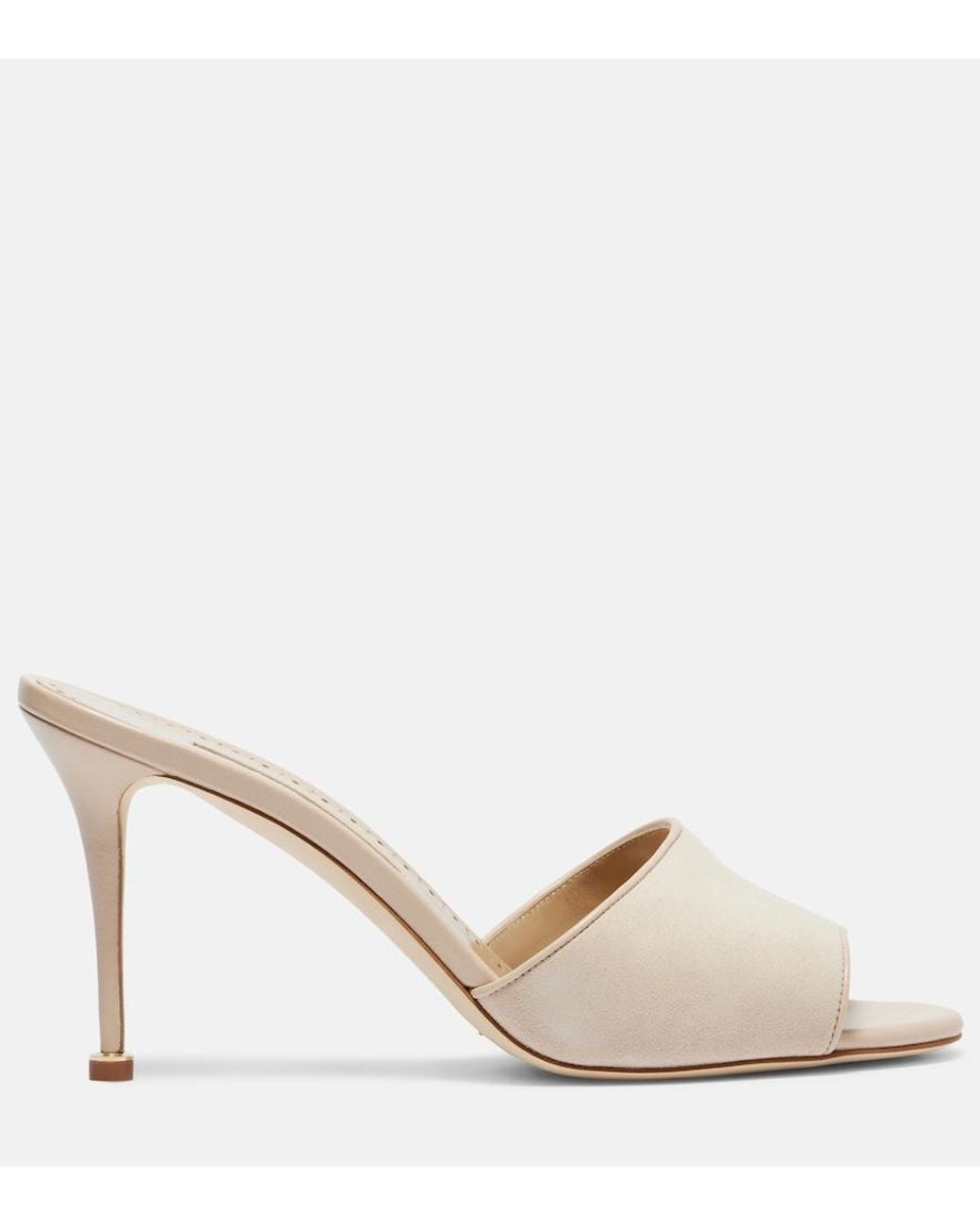 Manolo Blahnik Natural Larache 90 Suede Mules