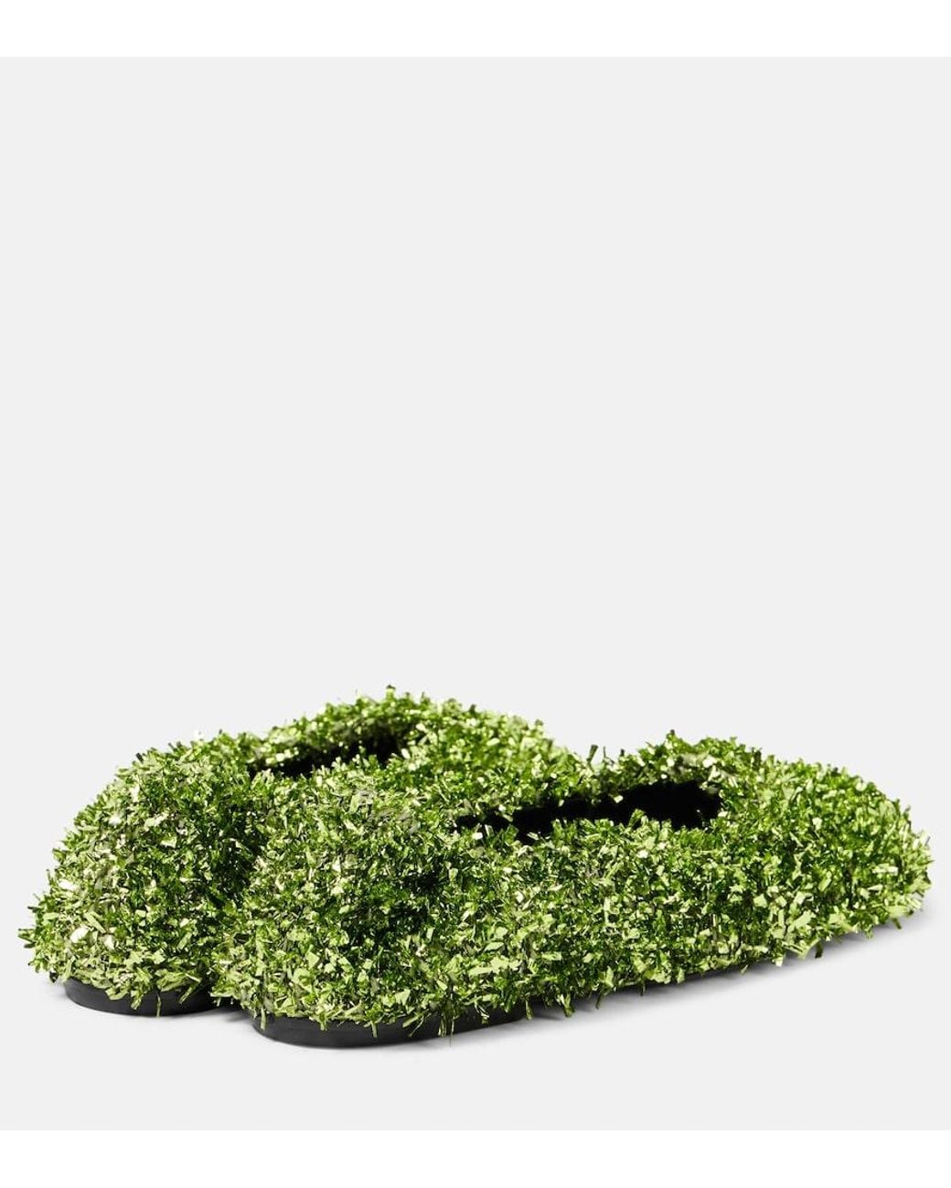 Dries Van Noten Green Glove Glitter Ballet Flats