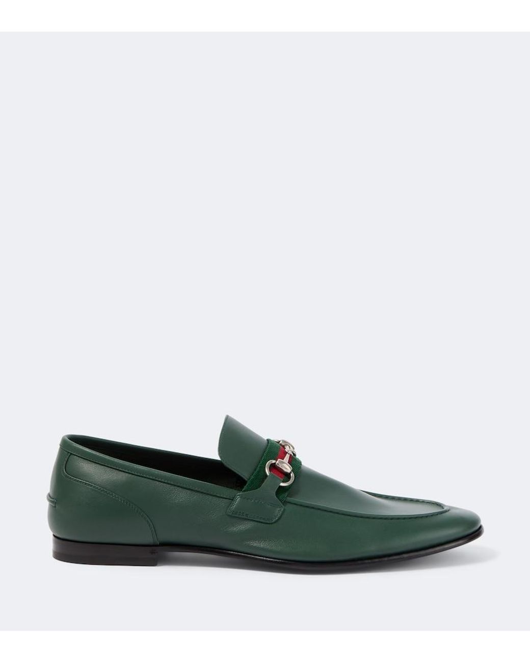 Gucci Green Como Horsebit Leather Loafers for men