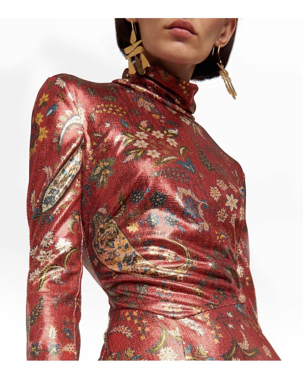 Etro Red Paisley High Neck Minidress