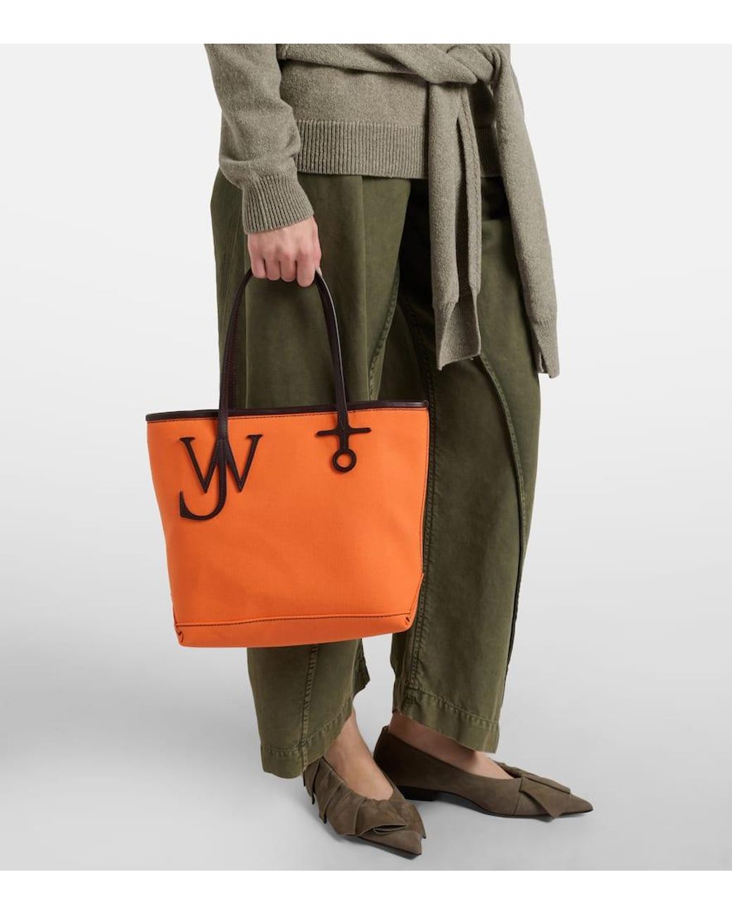 J.W. Anderson Orange Anchor Small Leather-Trimmed Tote Bag