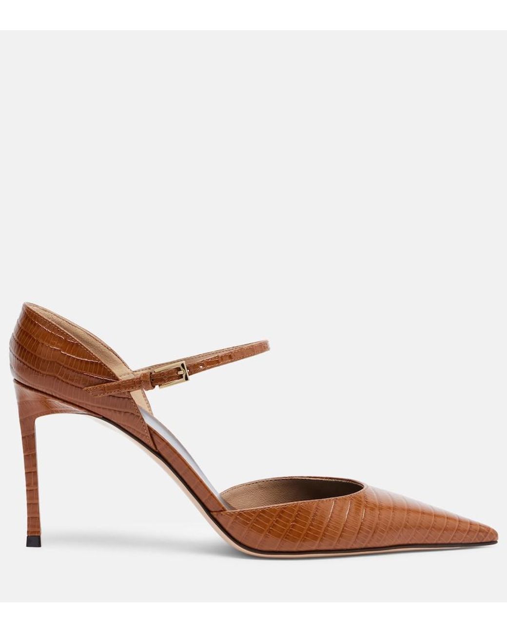 Tom Ford Brown Vertigo Snake-Effect Leather Pumps
