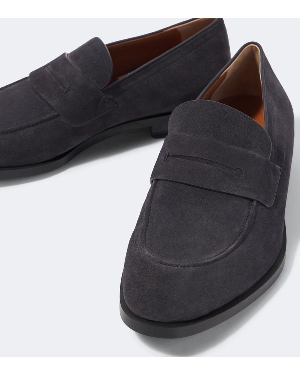 Zegna Black New Classic Suede Penny Loafers for men