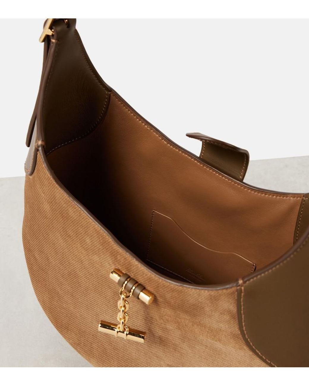 Loro Piana Brown Bobbin Medium Leather Shoulder Bag