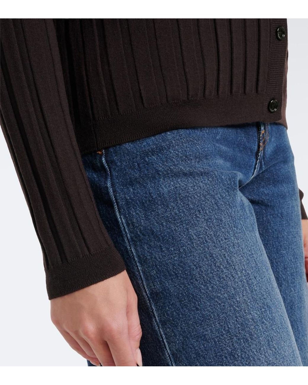 Jardin Des Orangers Black Ribbed-Knit Virgin Wool Cardigan
