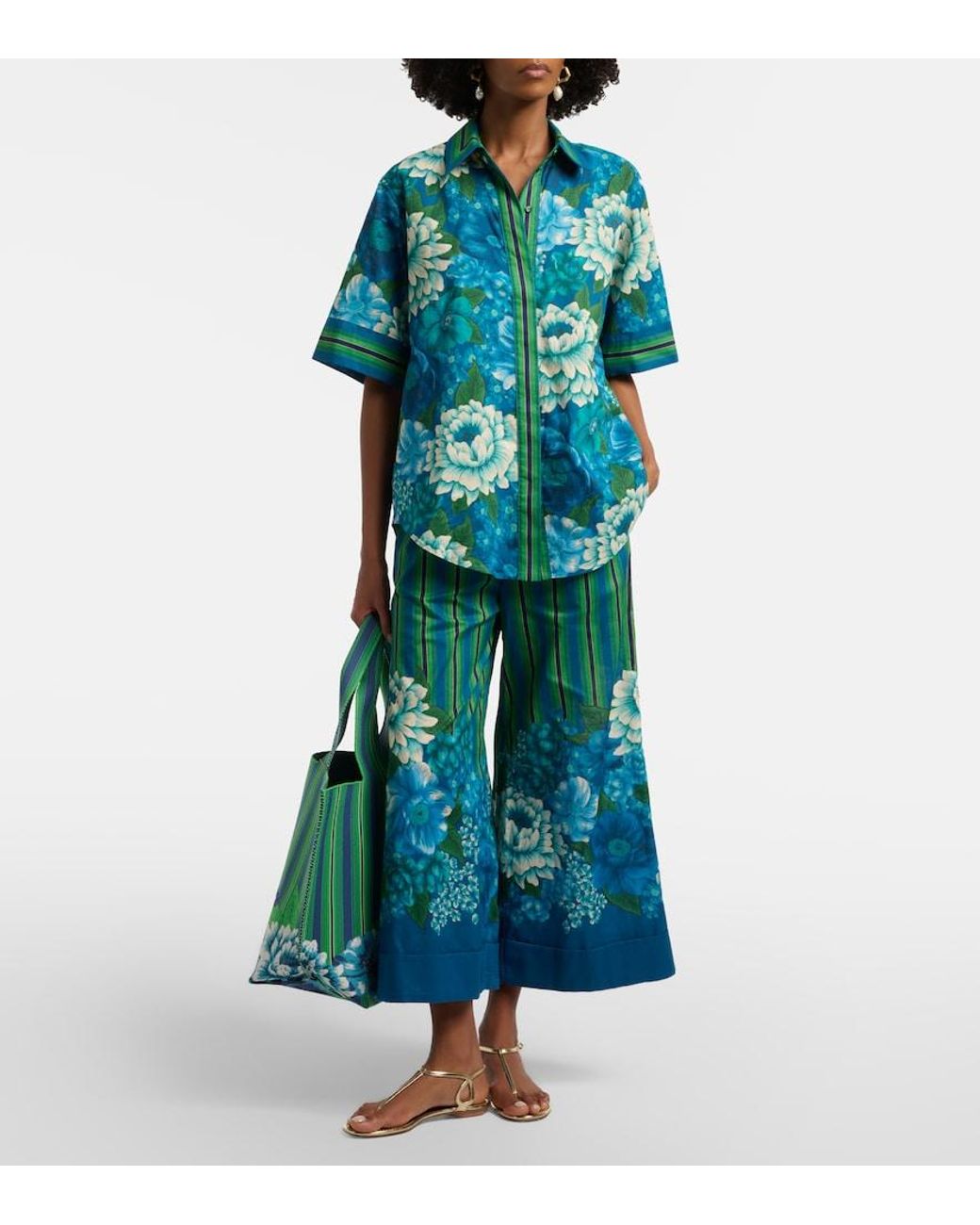 ALÉMAIS Blue Margo Oversized Printed Cotton Shirt