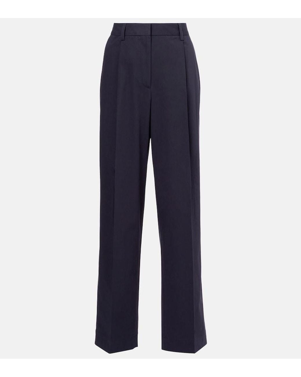 Totême Blue High-Rise Cotton Straight Pants