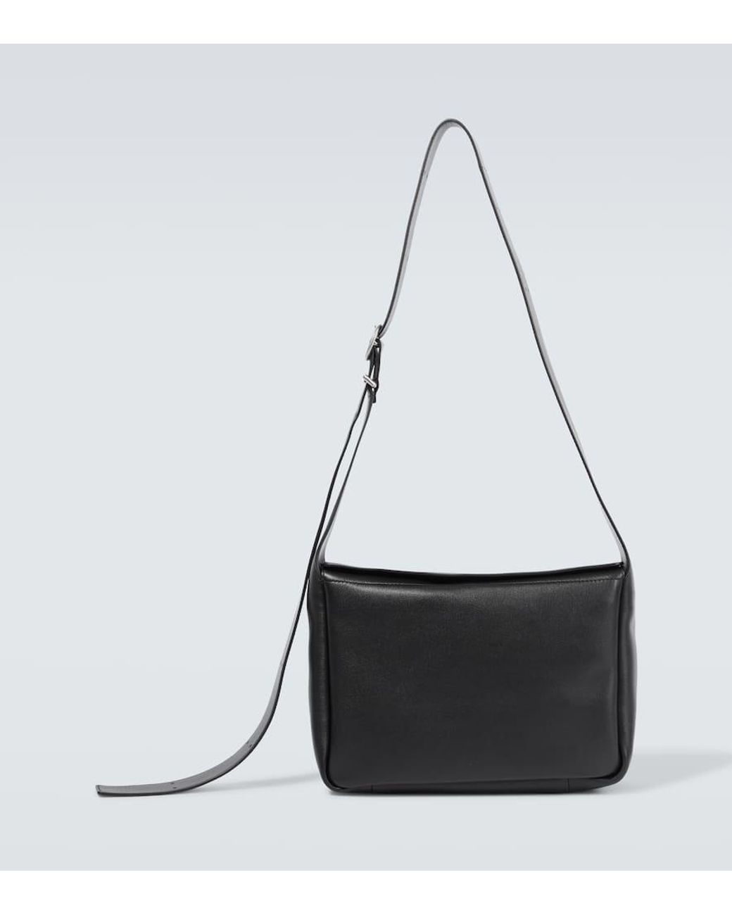 Jil Sander Flap Leather Messenger Bag in Black for Men | Lyst