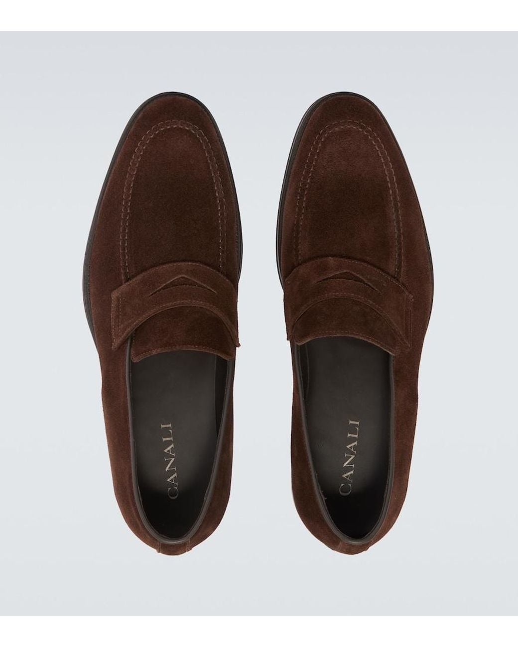 Canali Brown Suede Penny Loafers for men