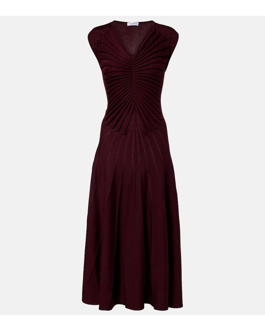 Alaïa Red Virgin Wool Midi Dress