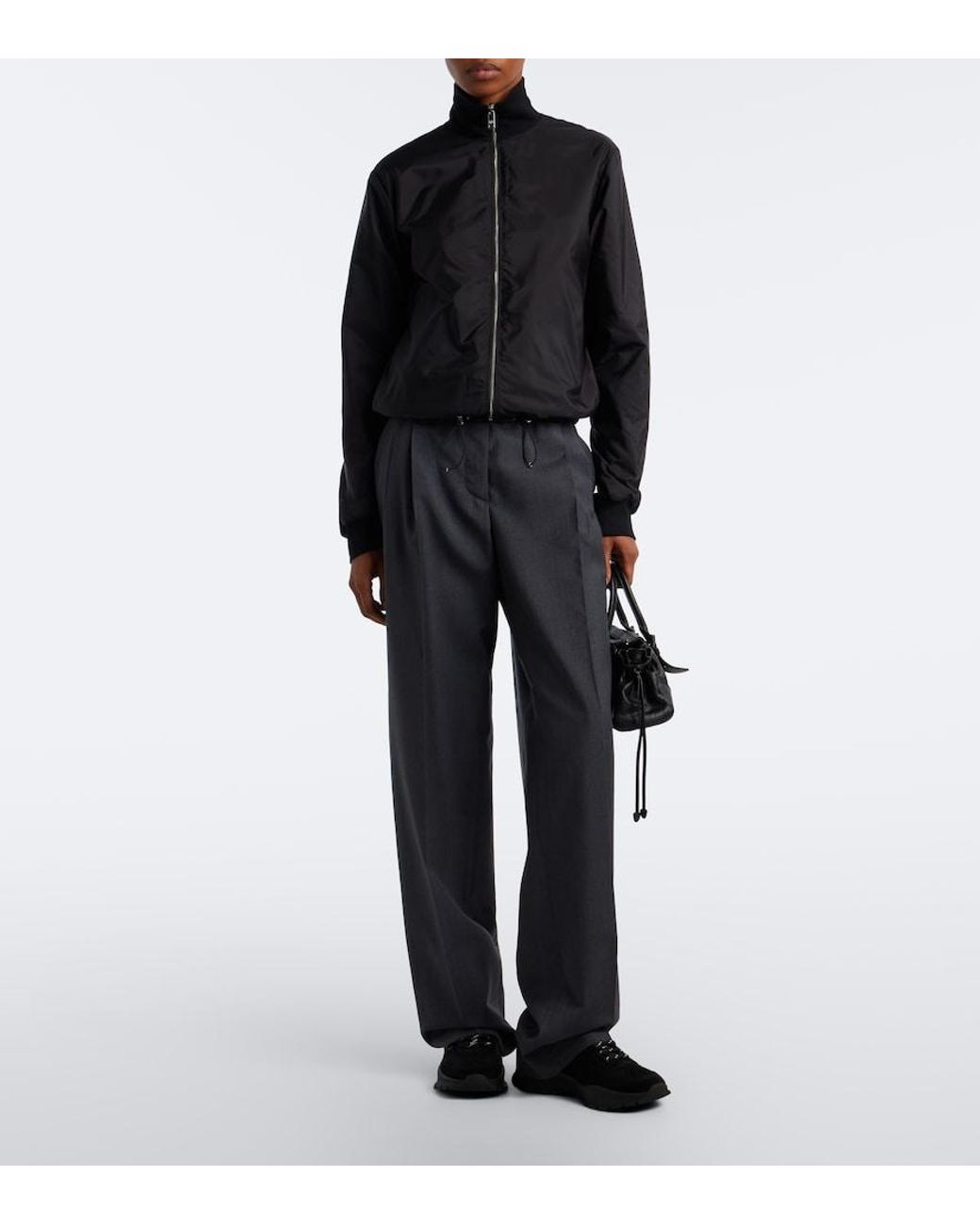 Prada Black Suede-Trimmed Sneakers