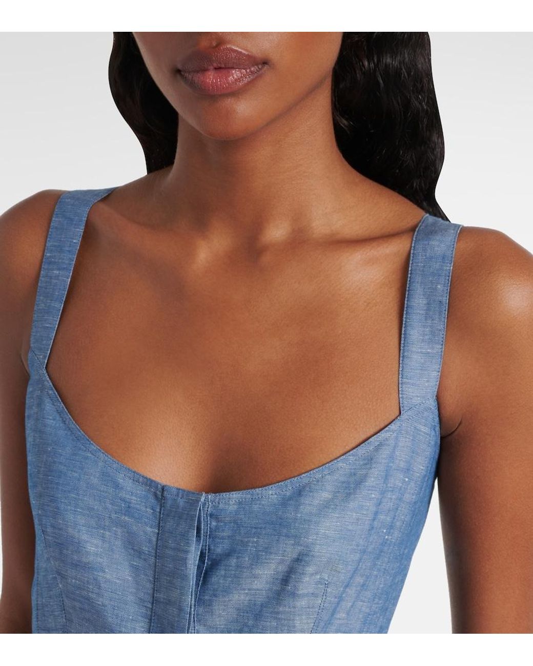 Alaïa Blue Chambray Bustier Dress
