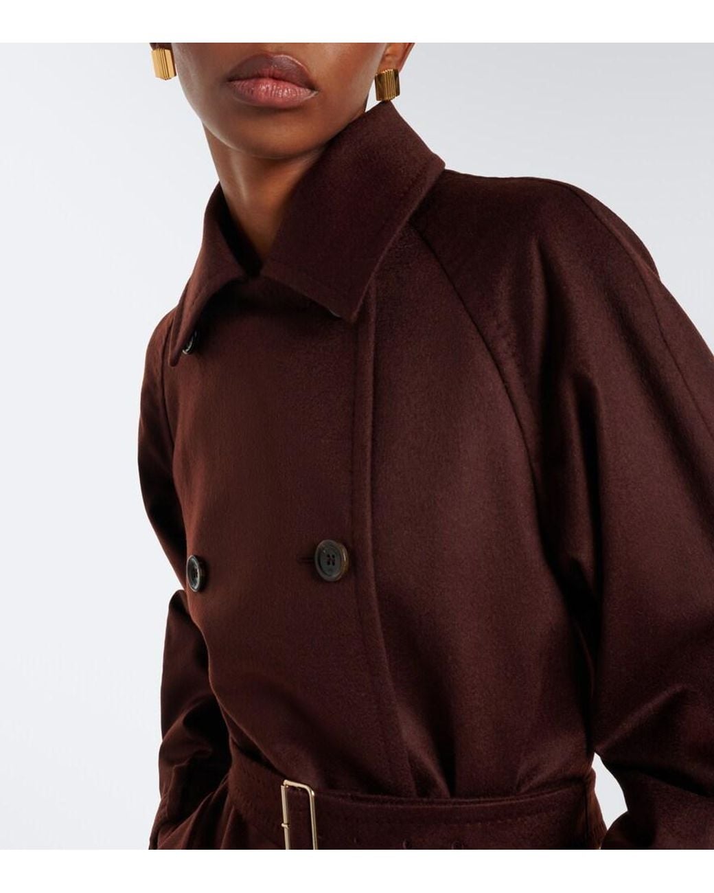 Max Mara Red Double-Breasted Cashmere Trench Coat