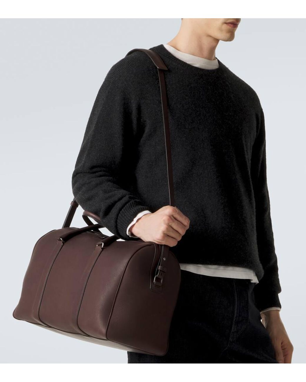 The Row Brown Iowa Leather Duffel Bag for men