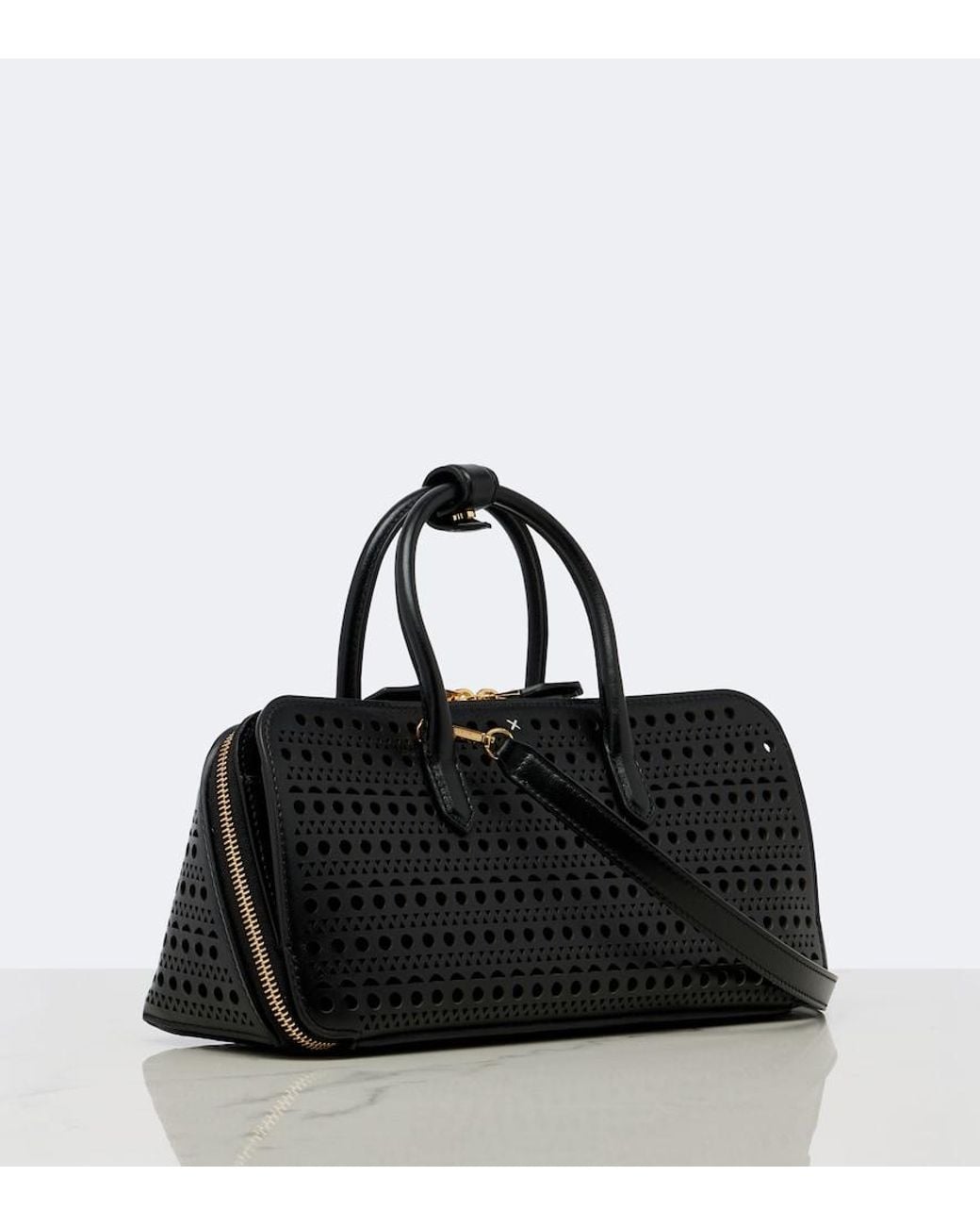 Alaïa Black Delta Small Vienne Leather Top-Handle Bag
