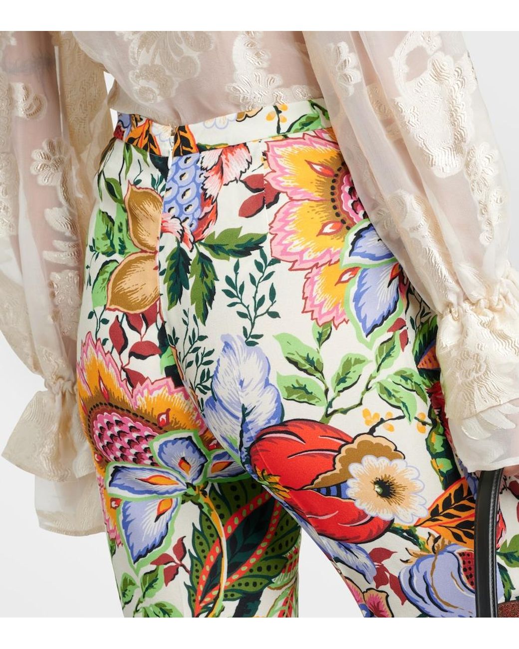 Etro White Printed Viscose Trousers