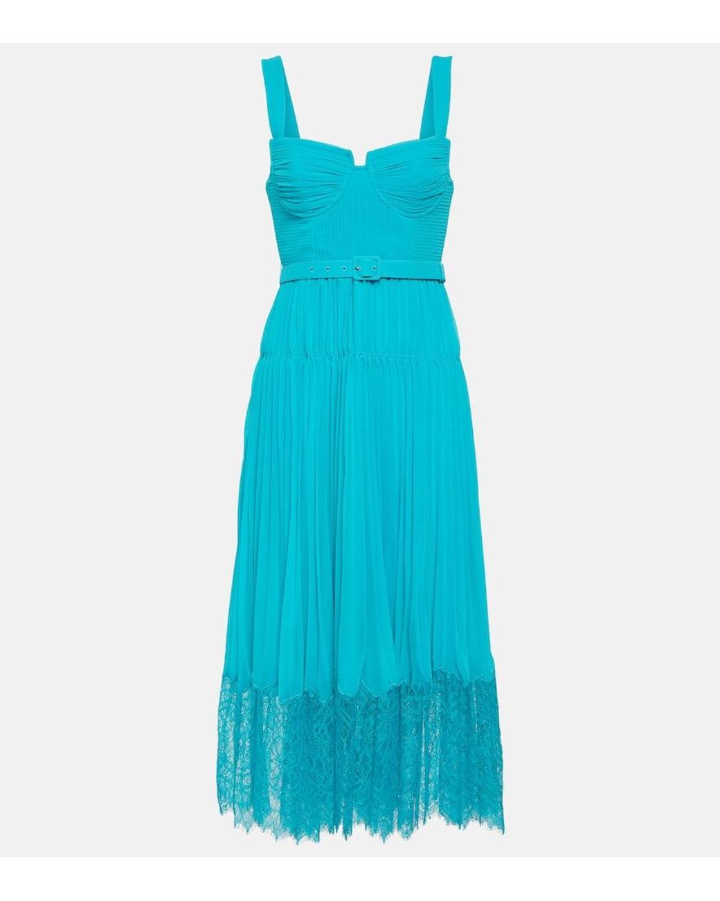 self-portrait Women's Chiffon Midi Dress Blue