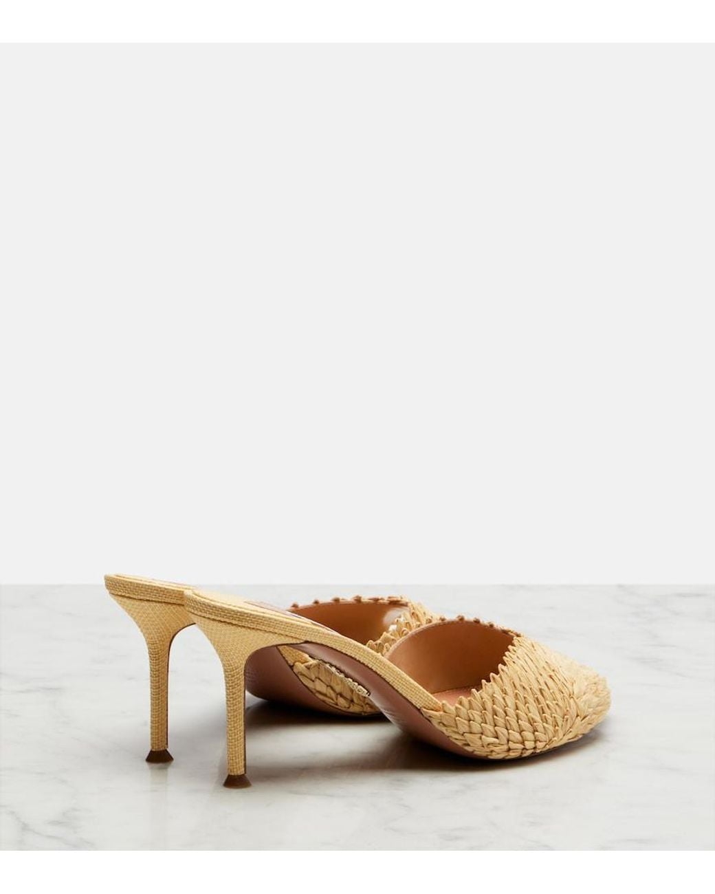 Aquazzura Natural Rio Flirt Raffia Mules