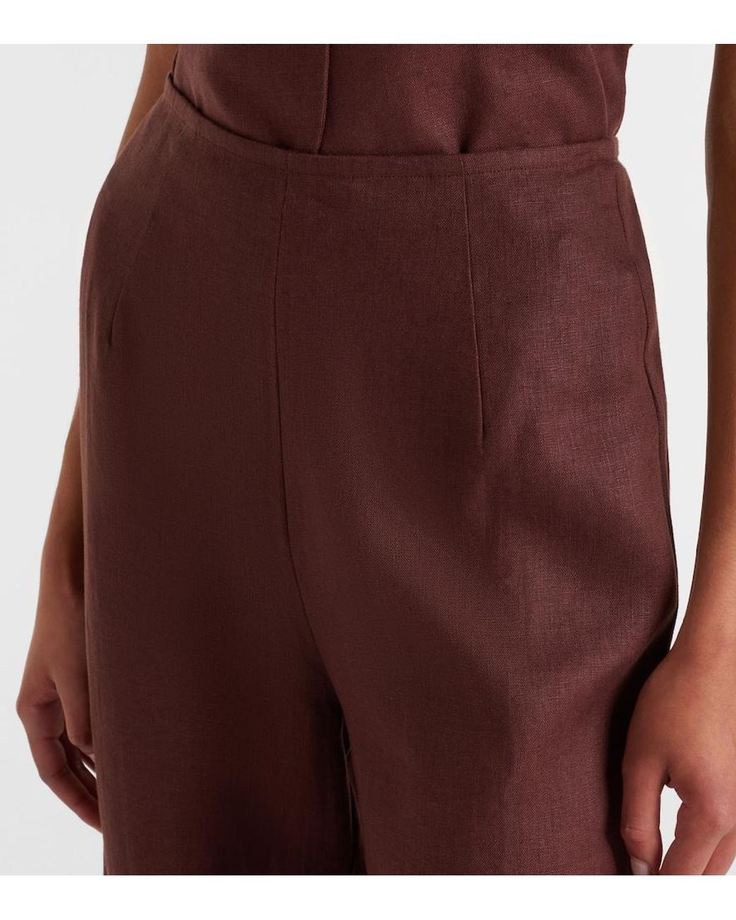 Faithfull The Brand Brown Syna Linen Wide-Leg Pants